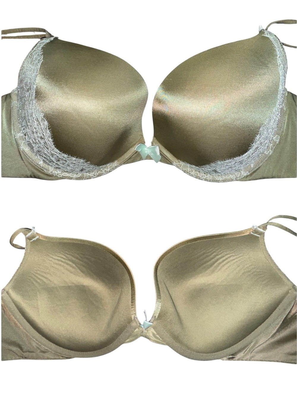 VICTTORIA’S SECRET Very Sexy Push Up Sage Green White Lace Padded Bra 36D/34DD
